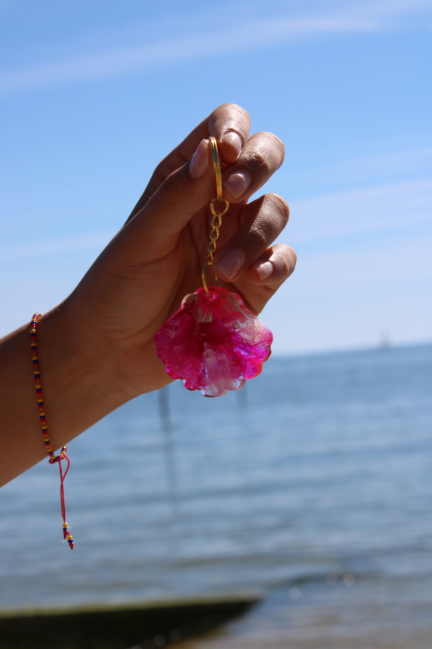 Porte-clé coquillage - rose